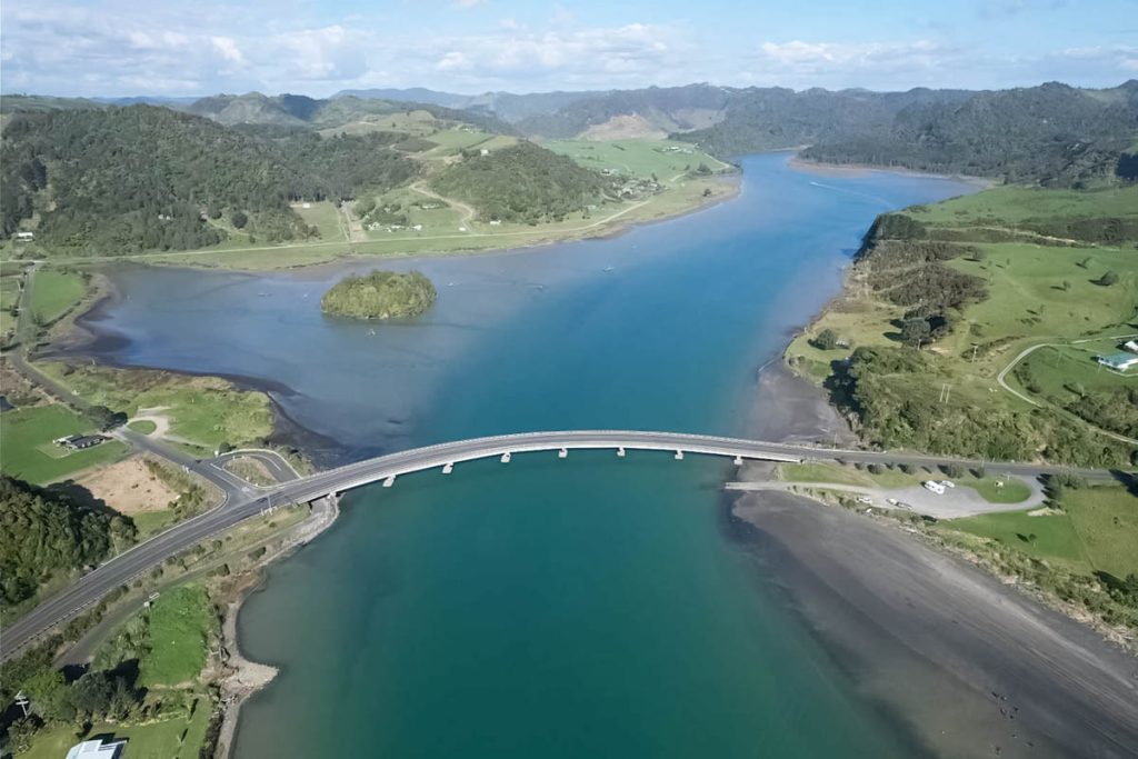 Mōkau bridge arial shot